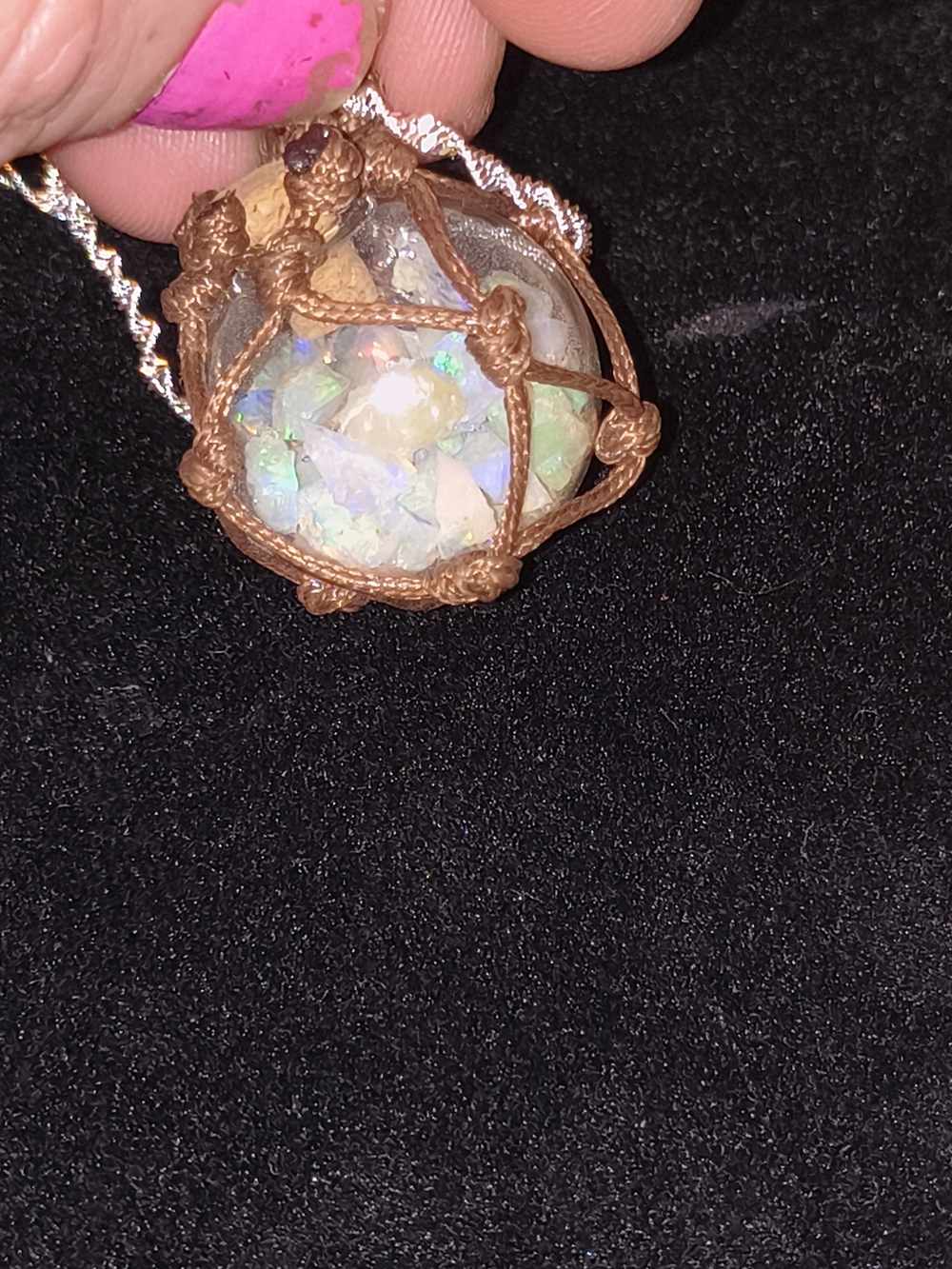 Handmade Natural Raw Ethiopian Fire Opal On 925 Silver Chain